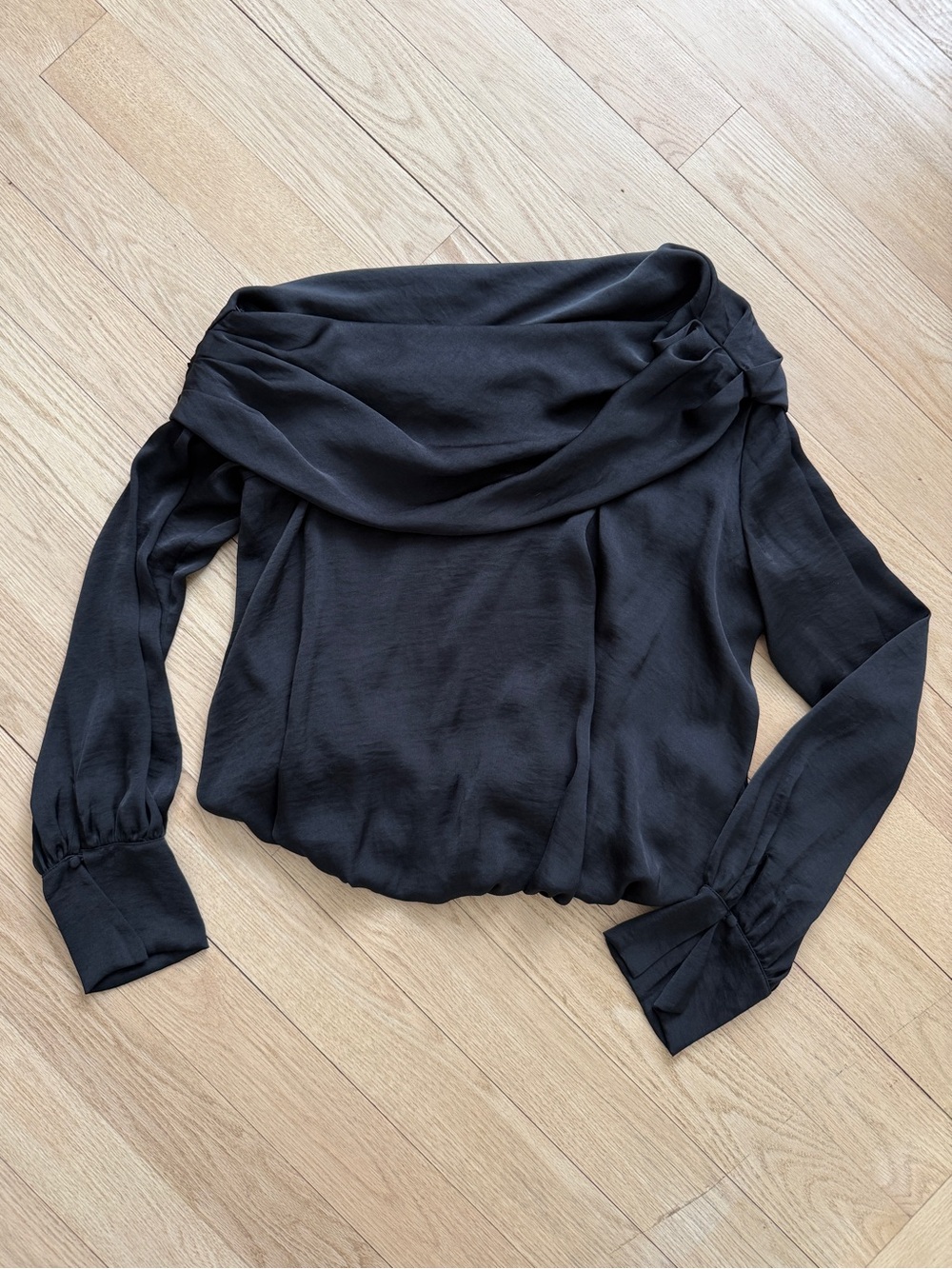 Free People Black Off-Shoulder Long-Sleeve Blouse Medium